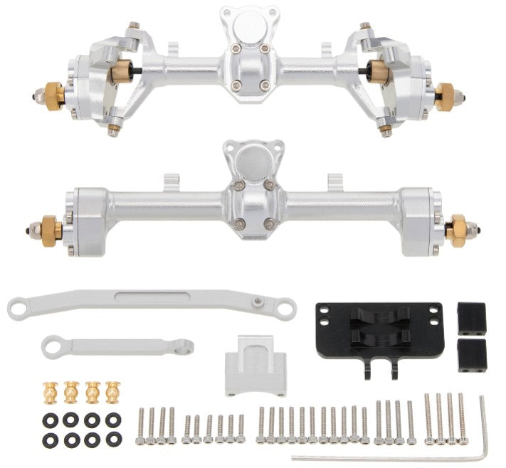 MEUS Racing CVD Hardening Aluminum Alloy Front Rear Portal Axles with New C Knuckle for Axial SCX24 90081 C10 Jeep set