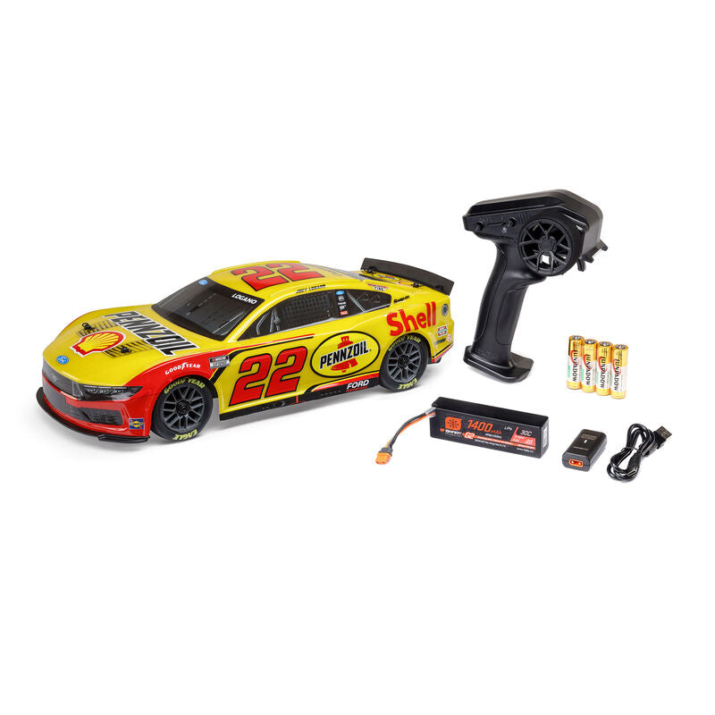 1/12 NASCAR RC Racecar Joey Logano No. 22 Shell 2025 Ford Mustang 2S AWD RTR Brushed On-Road (Battery & Charger Included)