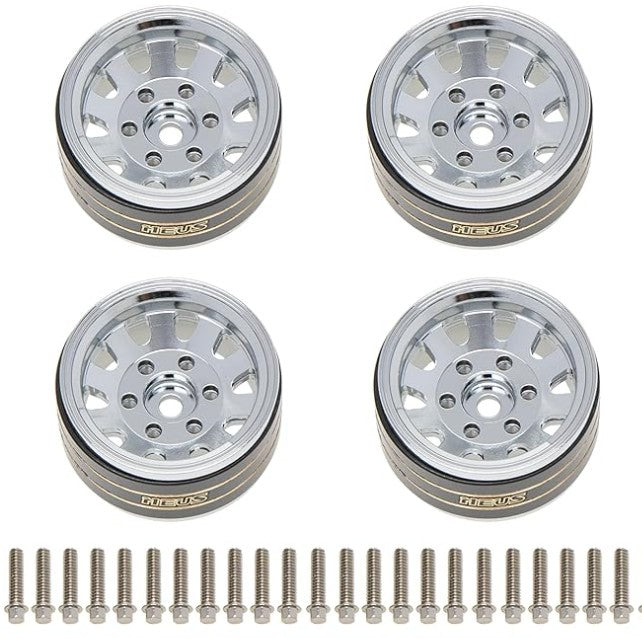 MEUS RACING RC Car 1.0″ Beadlock Wheel Aluminum Chrome-Plated Brass Inner Ring Negative Offset -3.25mm Upgrade Parts B Ten Star