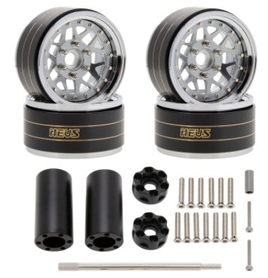 MEUS Racing Brass Aluminum 1.9″ Beadlock Wheels Supports Front Rear Twin Wheels for 1/10 A Titanium