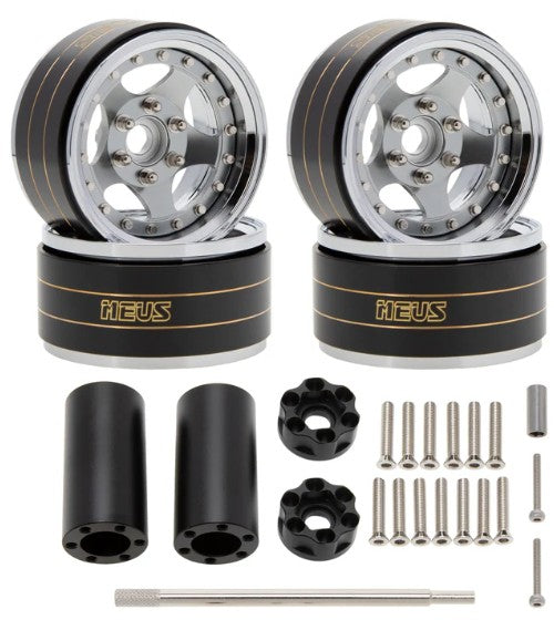 MEUS Racing Brass Aluminum 1.9″ Beadlock Wheels Supports Front Rear Twin Wheels for 1/10 C Titanium