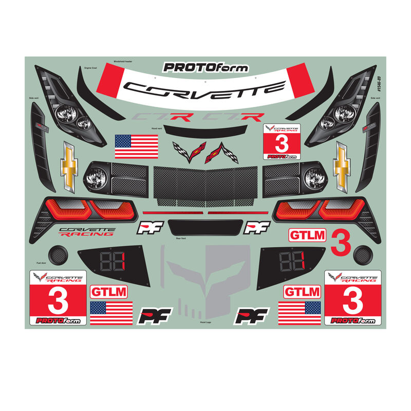 1/8 Chevrolet Corvette C7.R Clear Body:GT,Long WB