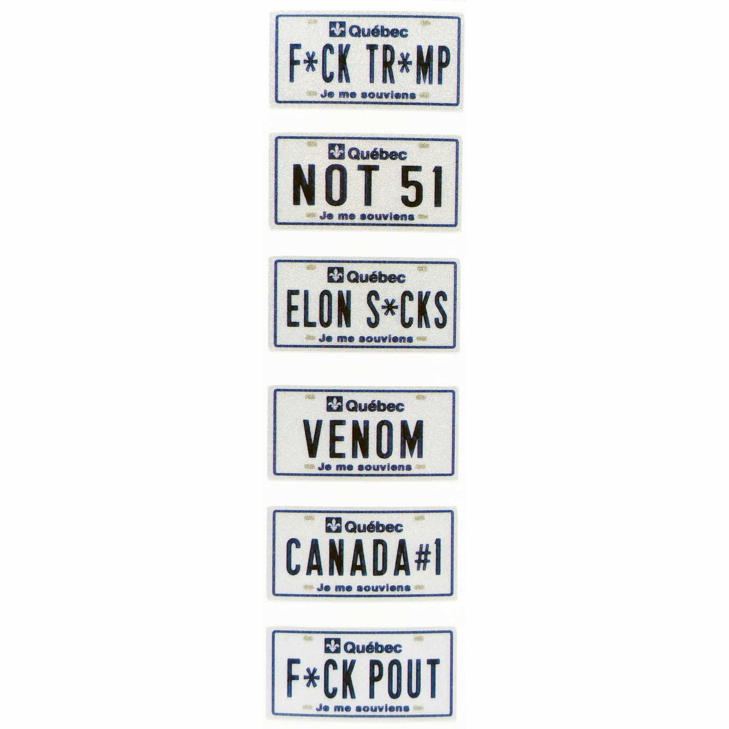 Set of (6) 1/10 Scale Plates ”QUEBEC” Canada Proud!