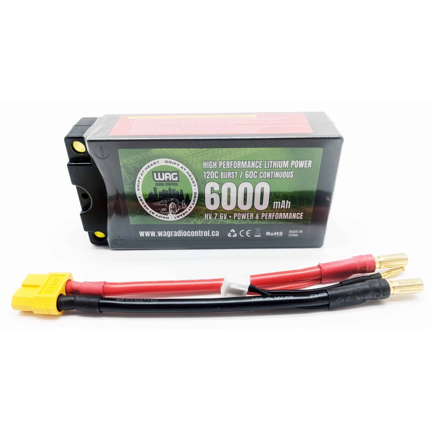 WAG LiPo 2S 7.6v 6000mAh 60C high-voltage battery 5mm shorty pack
