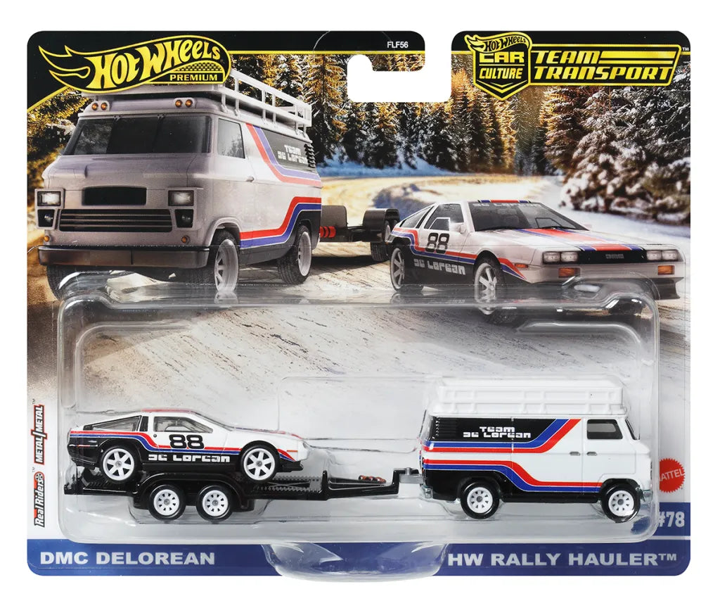 Hot Wheels Premium Team Transporters - DMC Delorean & HW Rally Hauler