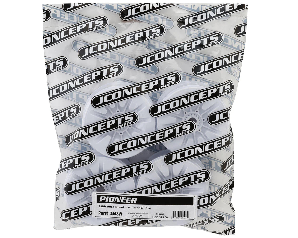 JConcepts Pioneer 4.0" Standard Offset 1/8 Truck Wheels (White) (4)