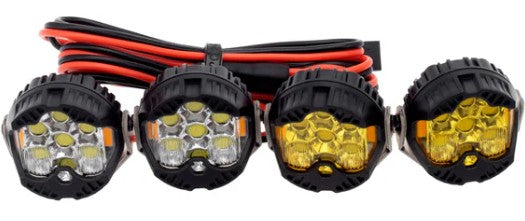 MEUS Racing RC Car LED Lights Bumper & Roof Lights with AXU Controller for 1/10 & 1/8 - 4 round lights