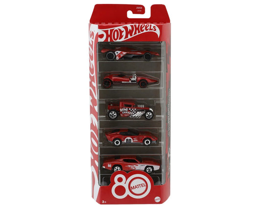 Hot Wheels Mattel 80th Anniversary Ruby Red Edition 5-Pack Set