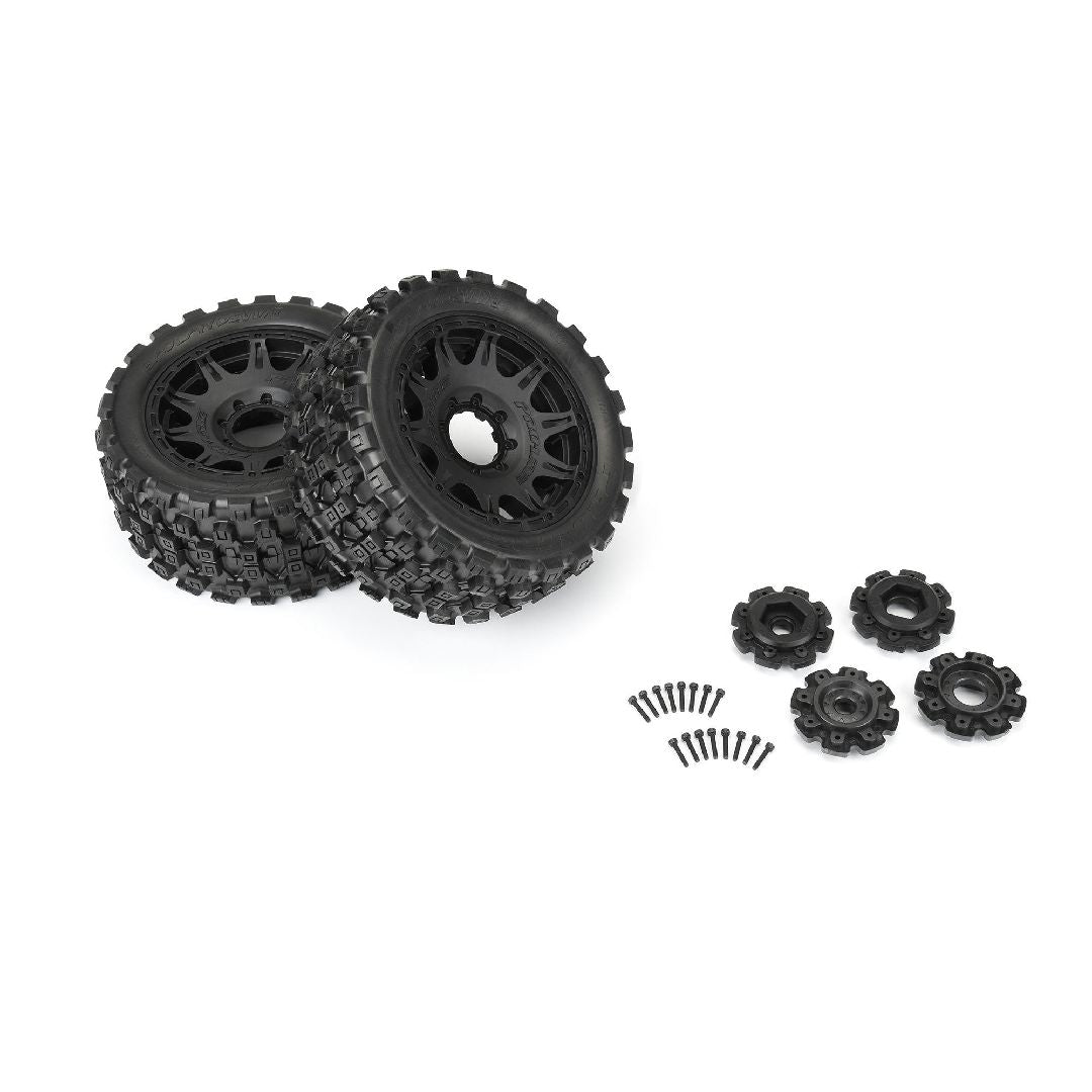 Pro-Line Badlands 5.7" Tires on Rem 24mm Hex Whls F/R (2)