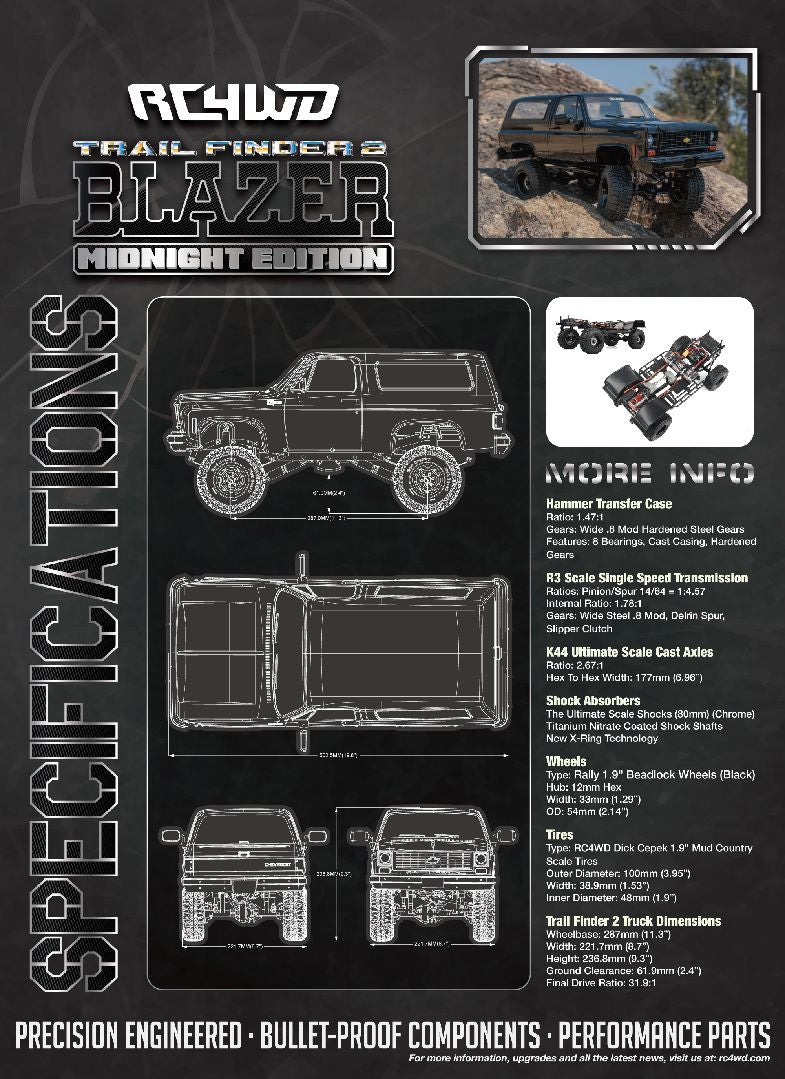 RC4WD 1/10 Trail Finder 2 Chevrolet Blazer 4x4 RTR - Midnight