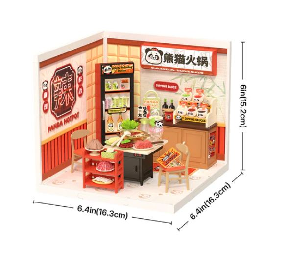 Rolife Panda Hot Pot DIY Plastic Miniature House