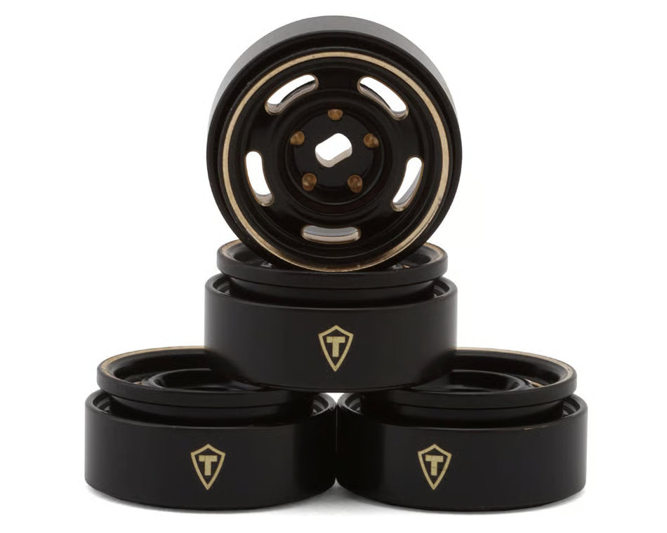 Treal Hobby 0.7" 5-Slot Brass Micro Rock Crawler Beadlock Wheels (Black/Gold) (4) (14g ea)