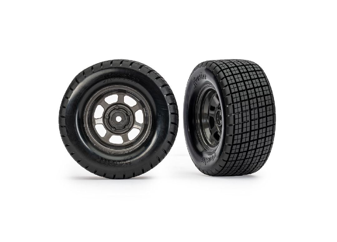 Traxxas Dirt Oval Gray Rear Wheels w/ Hoosier Tires (2)