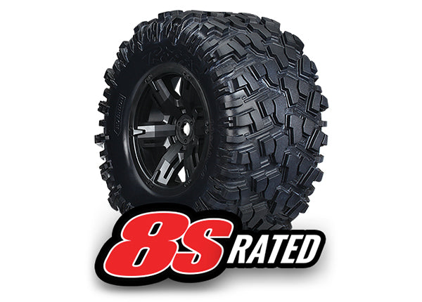 Traxxas X-Maxx black wheels, Maxx AT tires, glued (2)