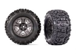 Traxxas Tires & wheels, assembled, glued (black chrome 2.8" wheels, Sledgehammer tires, foam inserts) (2) (TSM rated)