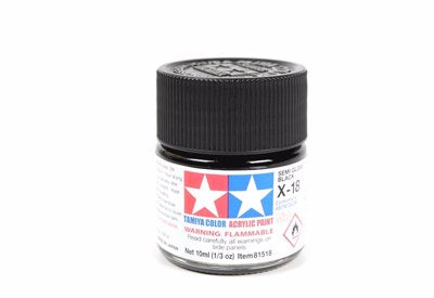X-18 Black Semi-Gloss Mini - Tamiya Acrylic Paint