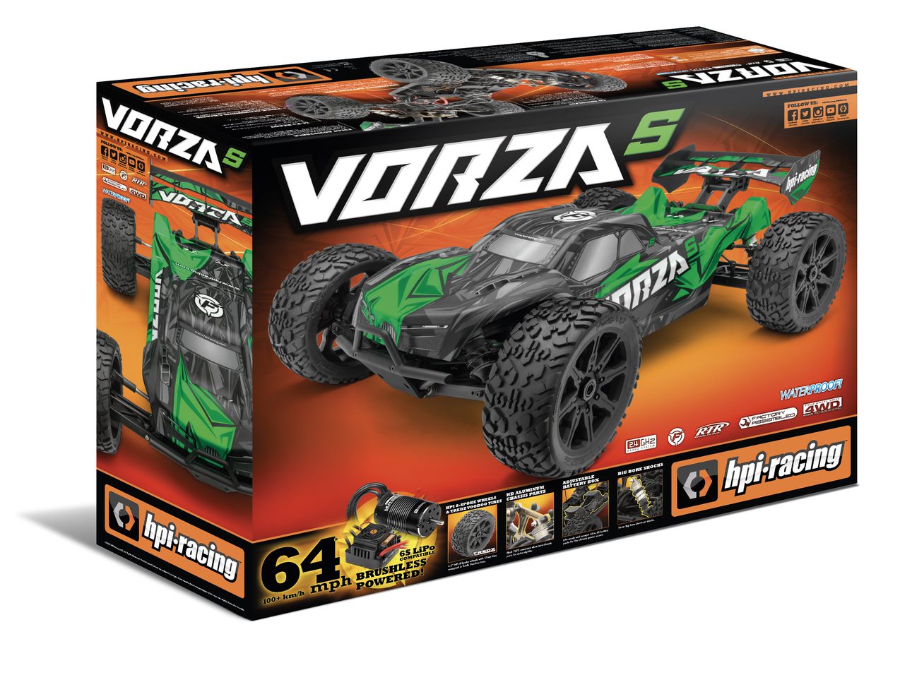 Vorza S Flux Truggy, 1/8 Scale 4WD RTR Brushless 6s w/2.4GHz Radio System, Green