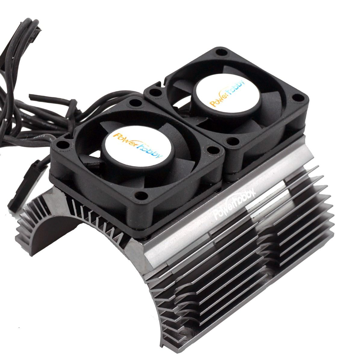 Powerhobby Heat Sink w Twin Turbo High Speed Cooling Fans 1/8 Motors - GunMetal