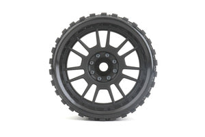 1/8 SMT 4.0 Prophet Tires Mounted on Black Claw Rims, Medium Soft, Belted, 17mm 1/2" Offset