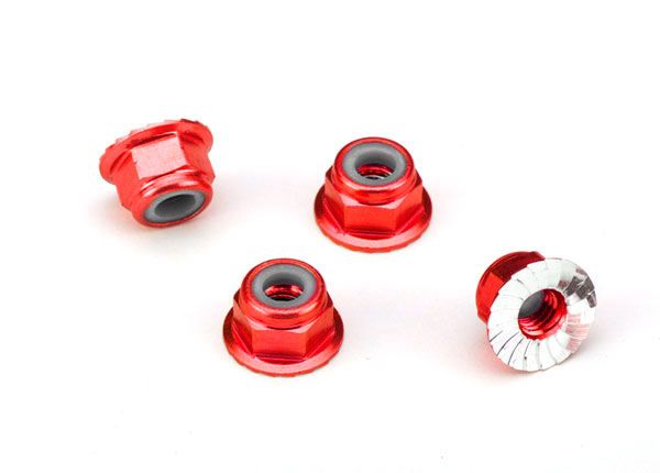 Traxxas 4mm Aluminum Flanged Serrated Nuts (4)