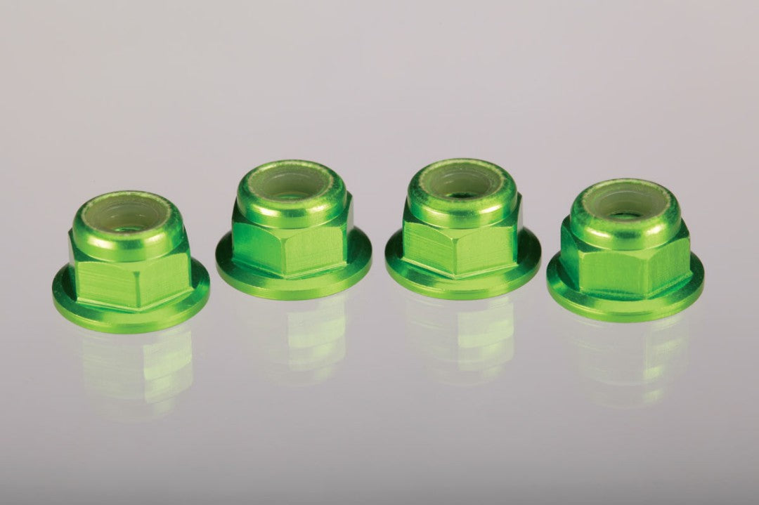 Traxxas 4mm Aluminum Flanged Serrated Nuts (4)