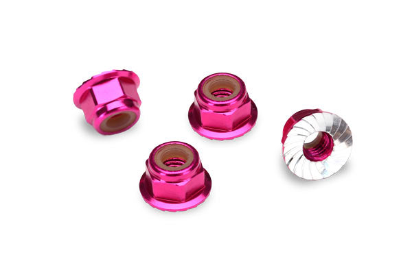 Traxxas 4mm Aluminum Flanged Serrated Nuts (4)