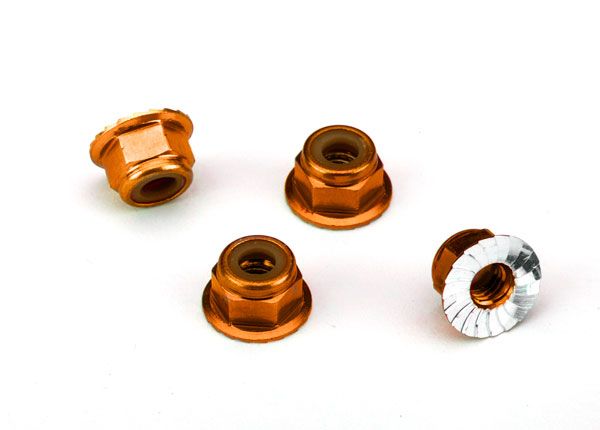 Traxxas 4mm Aluminum Flanged Serrated Nuts (4)