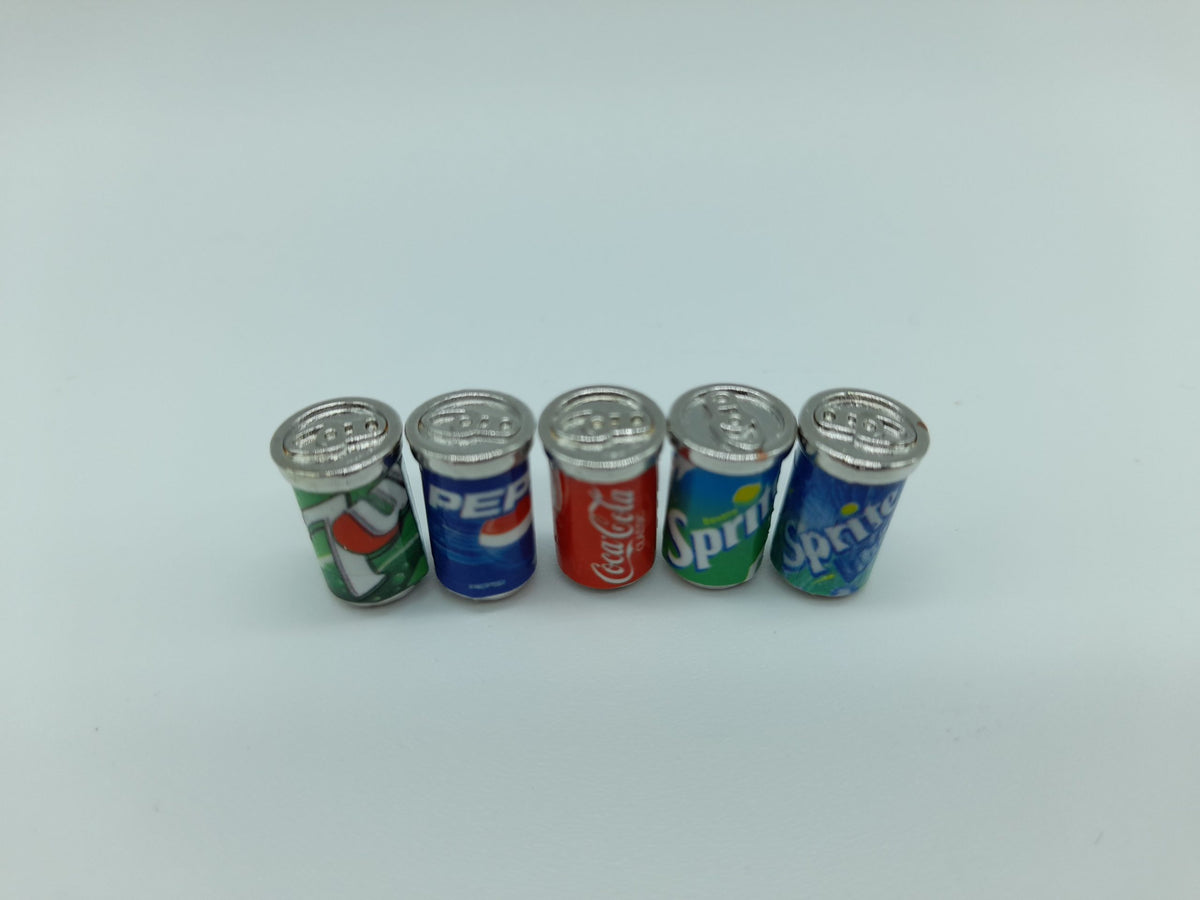 Set of (5) 1/10 soft drink cans