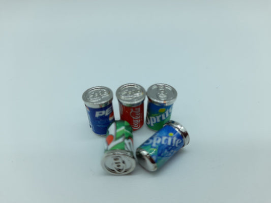 Set of (5) 1/10 soft drink cans