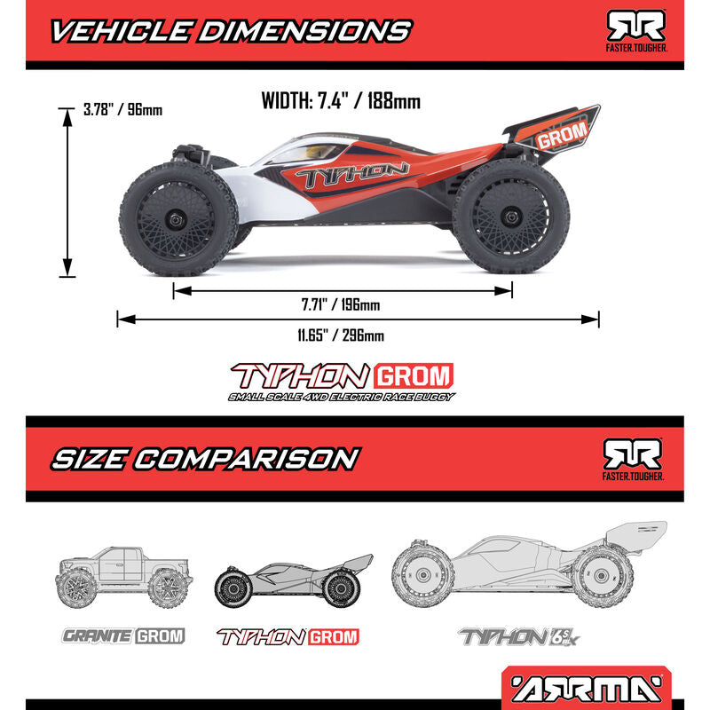 TYPHON GROM MEGA 380 Brushed 4X4 Small Scale Buggy RTR with Battery & Charger