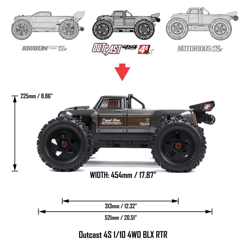 1/10 OUTCAST 4X4 4S V2.5 BLX Stunt Truck RTR