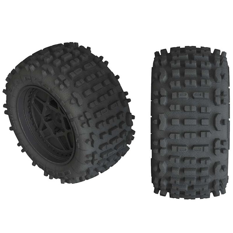 1/10 dBoots Backflip LP Front/Rear 3.8 Pre-Mounted Tires, 17mm Hex, Black (2): 4S