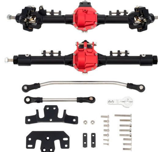 Meus Racing Metal Large Steering Integrated Axle Front/Rear Axle for Axial SCX10 90046 90047 D90 D110 set