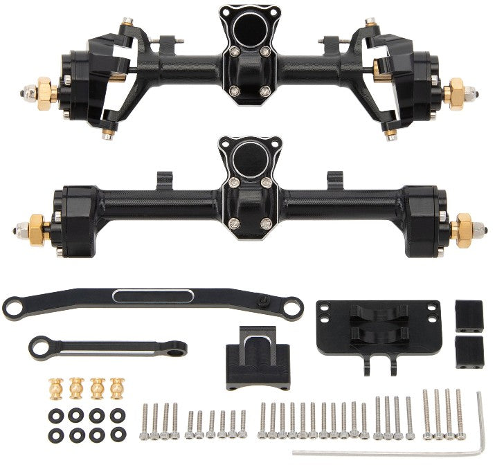 MEUS Racing CVD Hardening Aluminum Alloy Front Rear Portal Axles with New C Knuckle for Axial SCX24 90081 C10 Jeep set