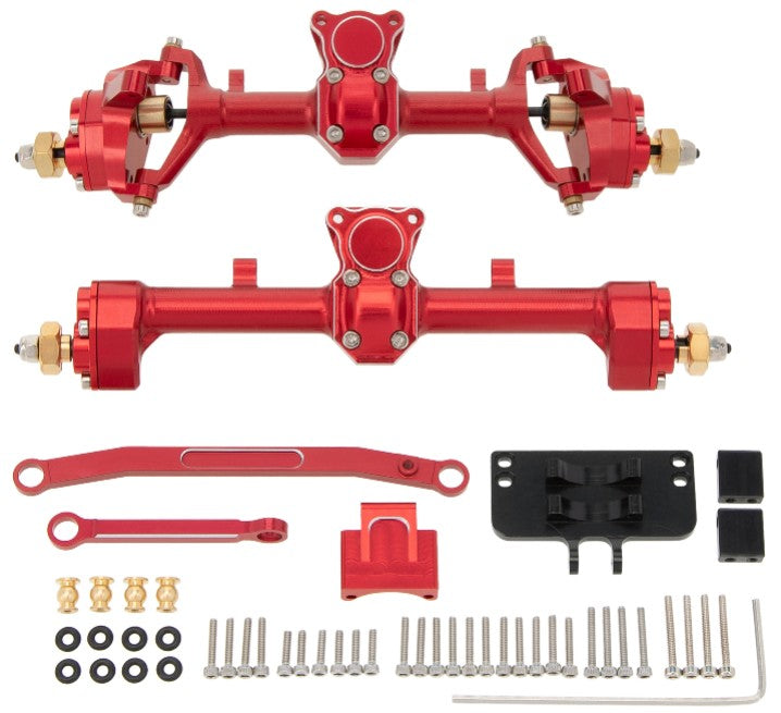 MEUS Racing CVD Hardening Aluminum Alloy Front Rear Portal Axles with New C Knuckle for Axial SCX24 90081 C10 Jeep set