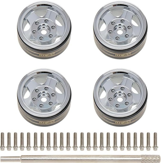 MEUS RACING RC Car 1.0″ Beadlock Wheel Aluminum Chrome-Plated Brass Inner Ring Negative Offset -3.25mm Upgrade Parts A Five Star