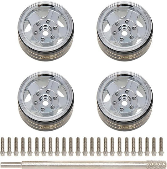 MEUS RACING RC Car 1.0″ Beadlock Wheel Aluminum Chrome-Plated Brass Inner Ring Negative Offset -3.25mm Upgrade Parts A Five Star