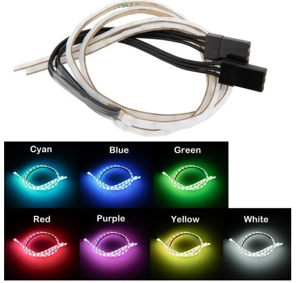 MEUS Racing RGB V2 LED Colored Light Strip Flexible Cuttable for 1/24 & 1/18 RC Crawlers Upgrades