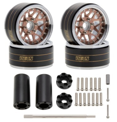 MEUS Racing Brass Aluminum 1.9″ Beadlock Wheels Supports Front Rear Twin Wheels for 1/10 A Cofee