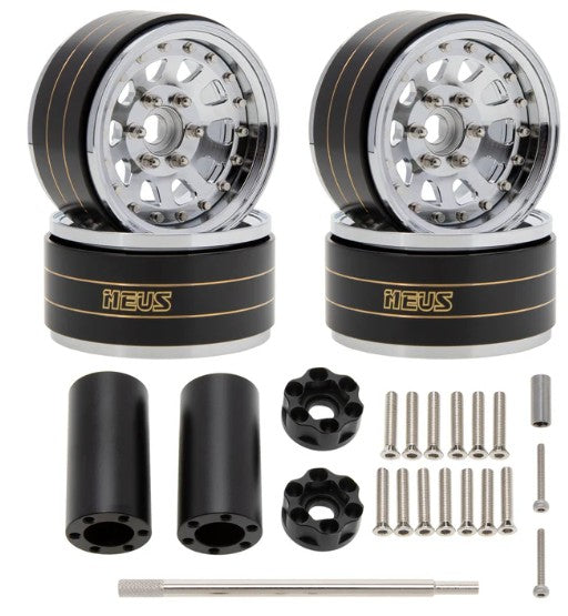 MEUS Racing Brass Aluminum 1.9″ Beadlock Wheels Supports Front Rear Twin Wheels C Chrome