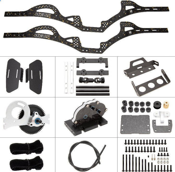 MEUS Racing Gold Rush V2 Carbon Fiber LCG Chassis Kit for 1/10