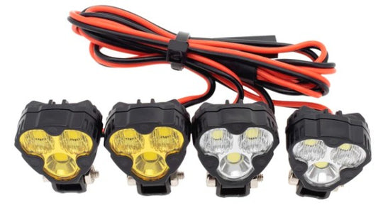 MEUS Racing RC Car LED Lights Bumper & Roof Lights with AXU Controller for 1/10 & 1/8 - 4 three leaf lights