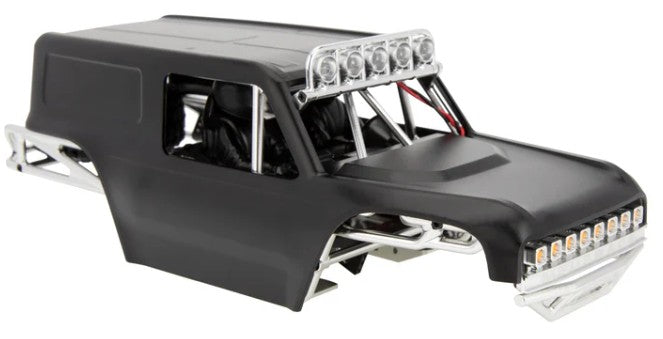MEUS Racing MB18 Pro Aluminum Body Shell & Frame Kit for TRX4M Defender Bronco K10 F150 High Trail Silver frame with black shell