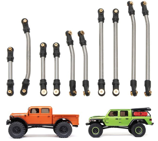 MEUS Racing 10pcs Metal High Clearance Chassis & Steering Links for 1/24 SCX24 Gladiator Power Wagon
