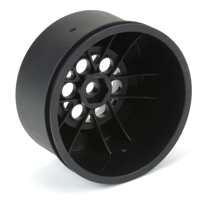 1/16 Showtime+ Rear 8mm Hex Wheels Black/Silver (2): Losi Mini Drag