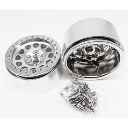 Set of (2) 2.2″ aluminium Beadlock wheels silver