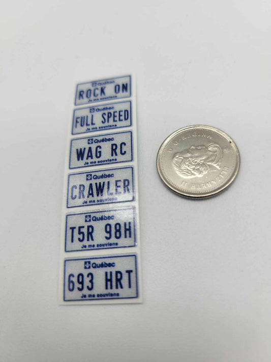 Ensemble de (6) plaques  »Scale » 1/18 OU 1/24 Québec