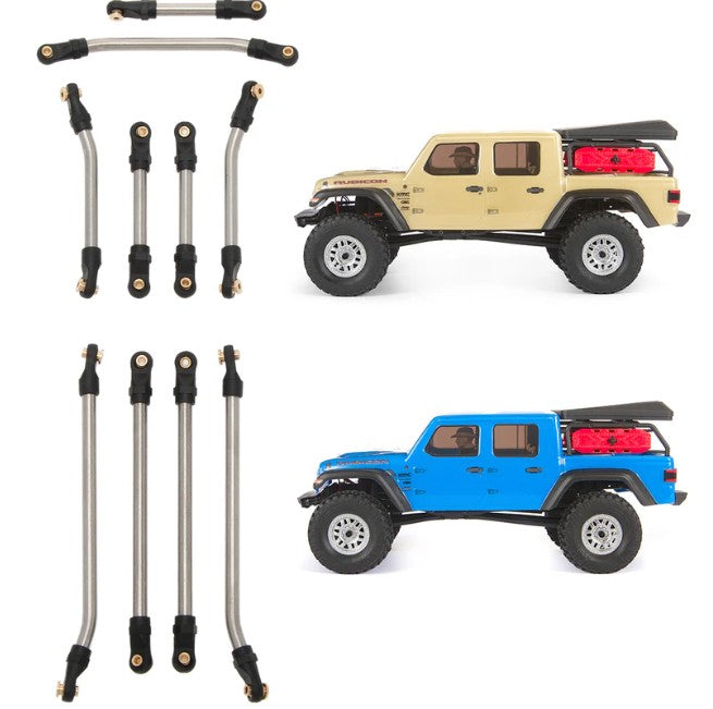 MEUS RACING Stainless Steel High Clearance Chassis Links Steering Links Set 10pcs 155mm Wheelbase for 1/24 Rock Crawler SCX24 Gladiator