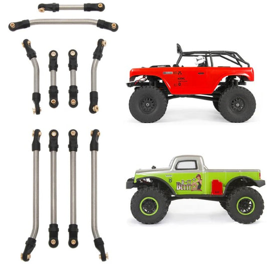 MEUS RACING Stainless Steel High Clearance Chassis Links Steering Links Set 10pcs 133.5mm Wheelbase for 1/24 Rock Crawler Car SCX24 titanium