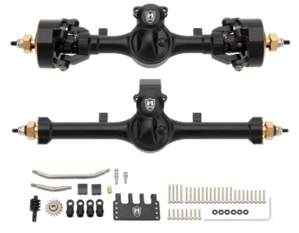 MEUS Racing SCX24 Metal V2 Isokinetic Front Rear Axles +5MM Isokinetic 3-Section CVD With 52° Steering Angle for 1/24 SCX24 set